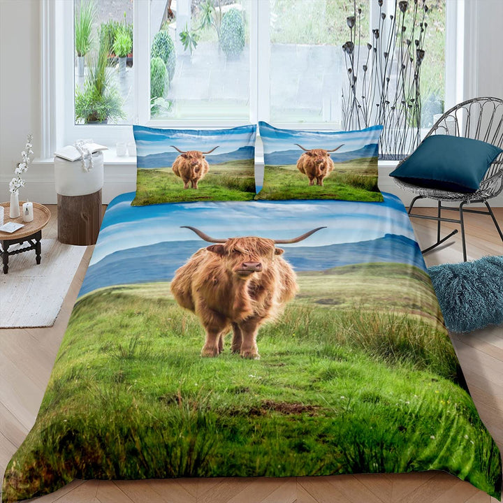 Hochlandkuh Trösterbezug Longhorn Bulle Cattle Bettbezug 135X200 Für Erwachsene Jungen Teens Mann Ru