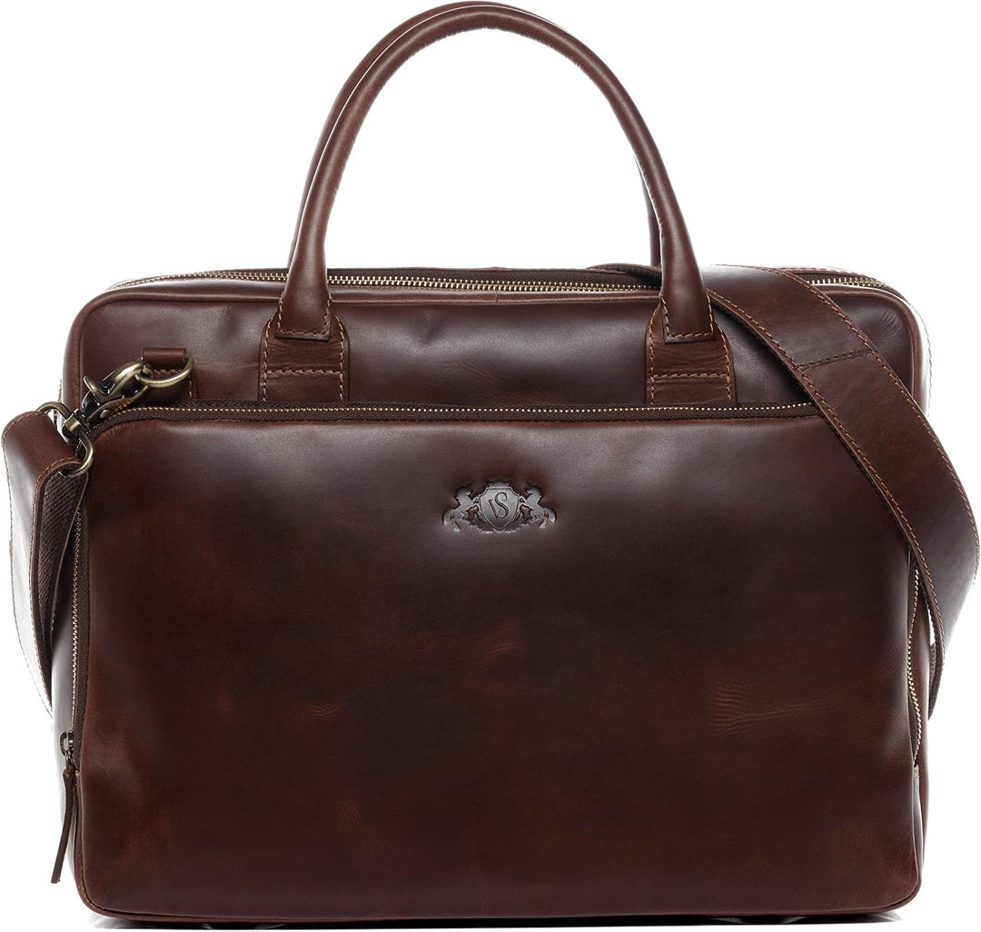 SID &amp; VAIN grosse Laptoptasche echt Leder - 15.4 Zoll Laptop Business-Tasche RYAN XL - Umhängetasche