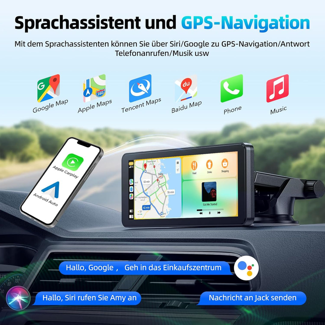 LAMTTO Wireless CarPlay Android Auto Display 6,86 Zoll Touchscreen Car Play mit Mirror Link Live-Nav