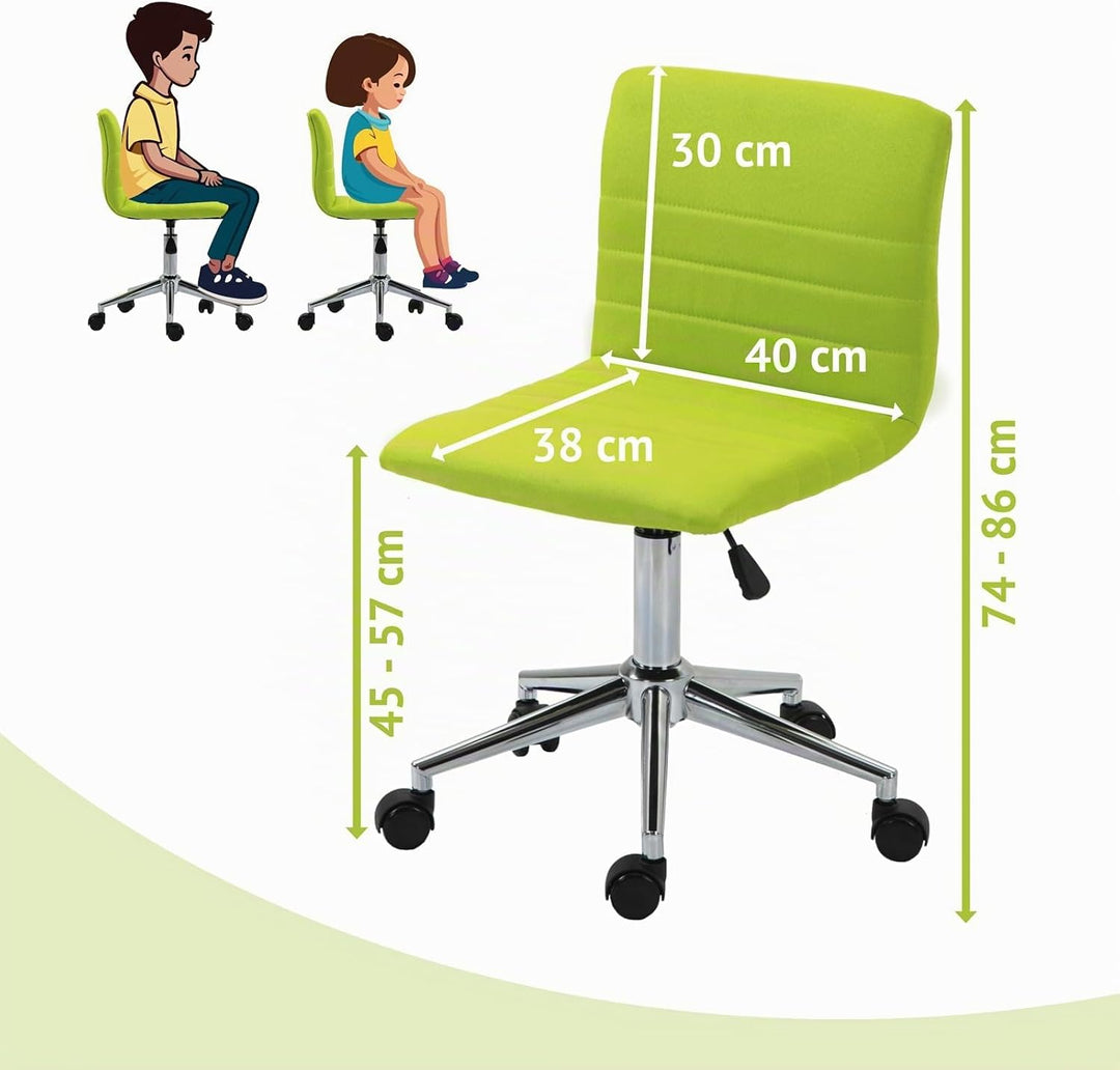 SVITA Linus Schreibtischstuhl Kinder Drehstuhl Stoffbezug Grün Grün Polyester, Grün Polyester