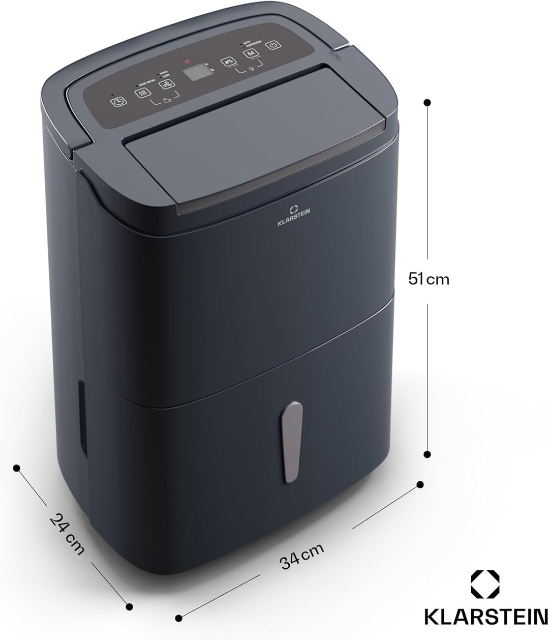 Klarstein Luftentfeuchter Elektrisch bis 30m2, Smart Luftentfeuchter für Wohnung, Bad & Keller, Luft