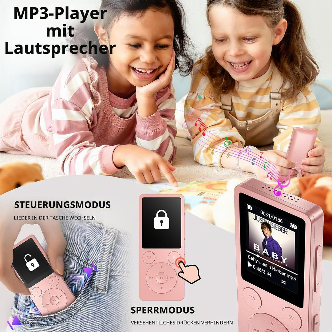 32GB MP3 Player Bluetooth 5.3 &amp; Lautsprecher – Upgrade mit physischen Tasten (Zurück, Menü, Lautstär