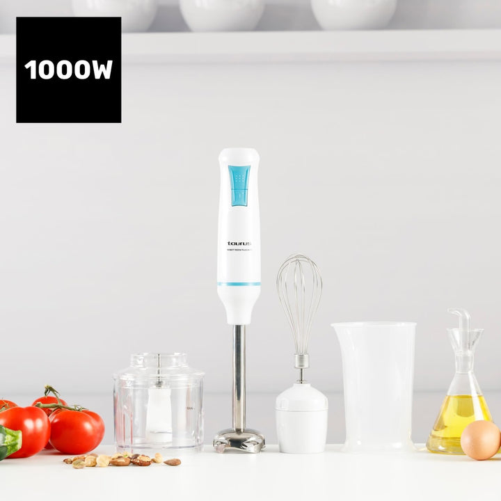 Taurus – Handmixer Robot 1000 Plus Edelstahl| 2 Geschwindigkeitsstufen + Turbo| Edelstahlklingen| Sp