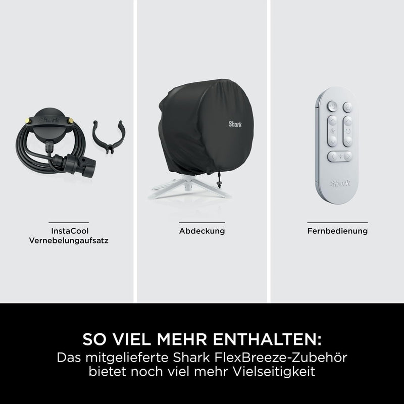 Shark FlexBreeze Ventilator Leise, Hybrid Ventilator Kabelgebunden & Kabellos, Tragbar, für Innen- u