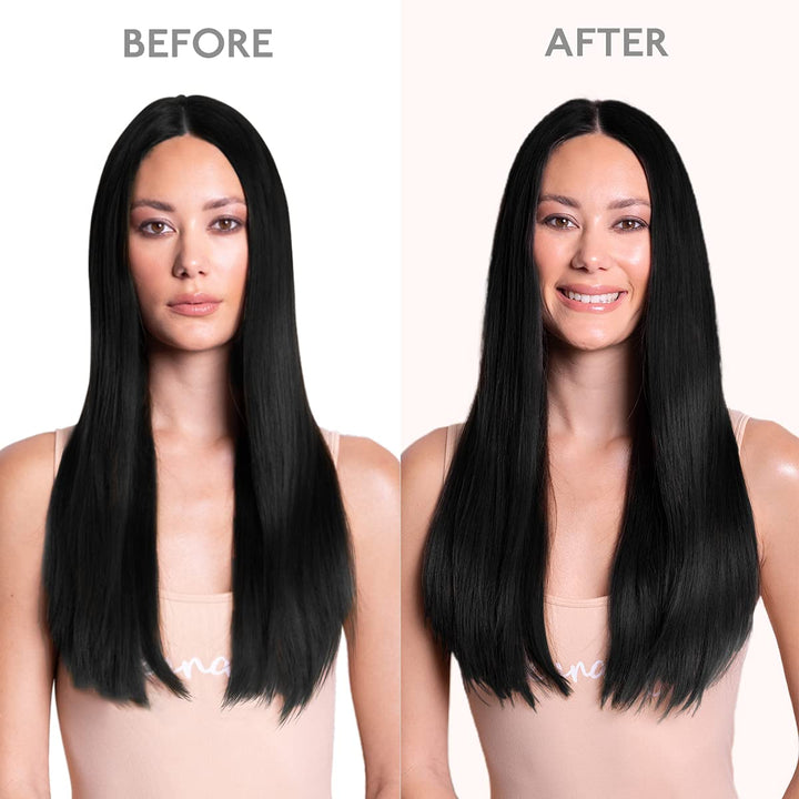 WENNALIFE Clip In Extensions Echthaar, 150g 35cm 9pcs Tief Schwarz Clip In Extensions Hair Extension