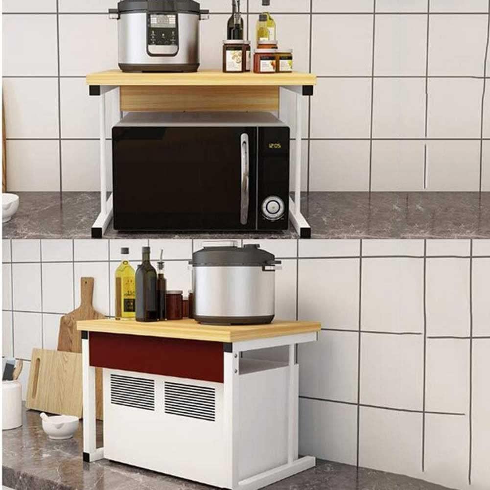 BAKAJI Schrankregal für Mikrowelle, Gestell aus Metall mit Ablage aus MDF-Holz, Organizer für Werkze