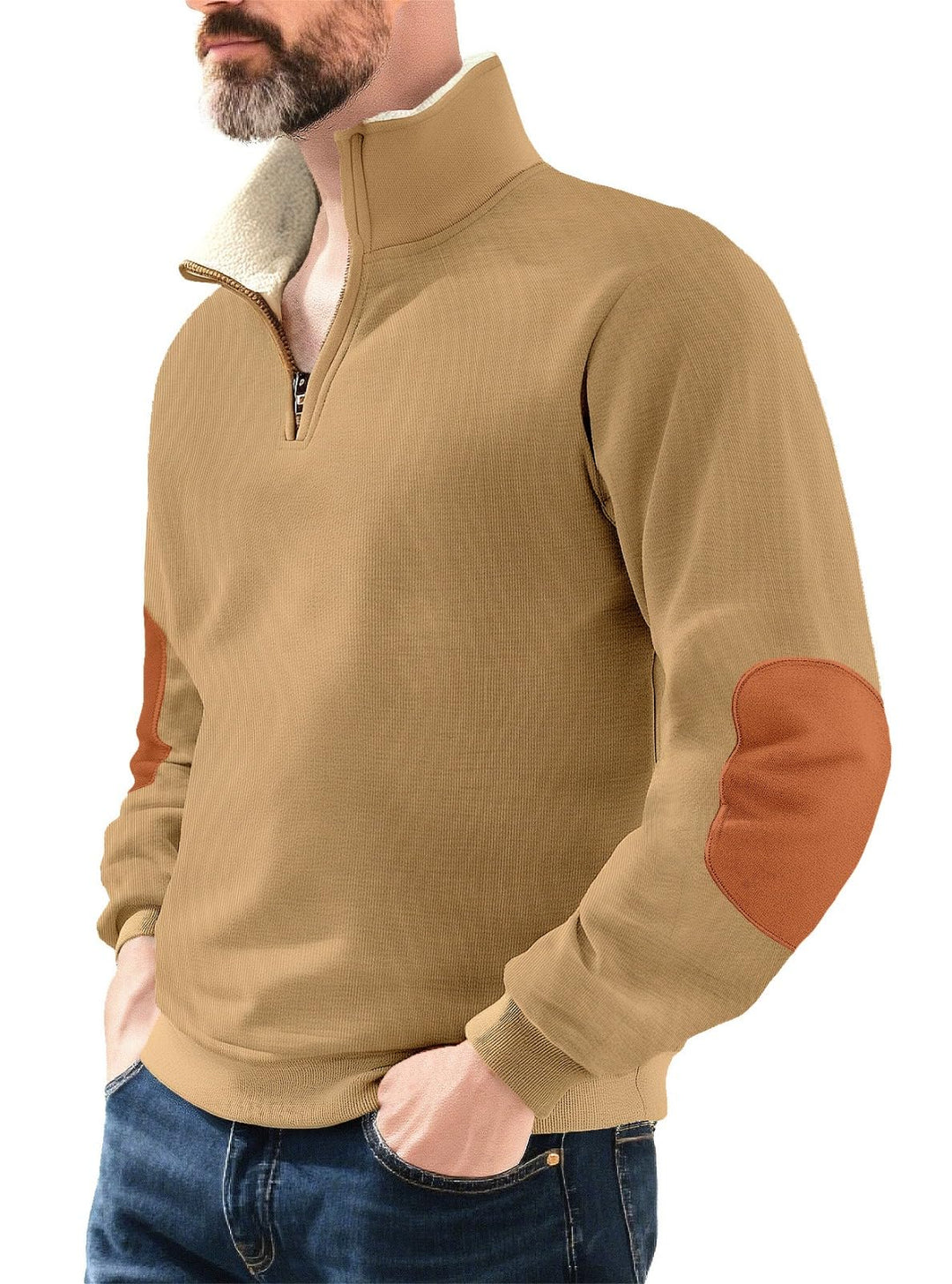 Soltice Herren Langarm Sweatshirt mit Brusttasche, Gestreifter Strickpullover mit Kragen, Meliert, W
