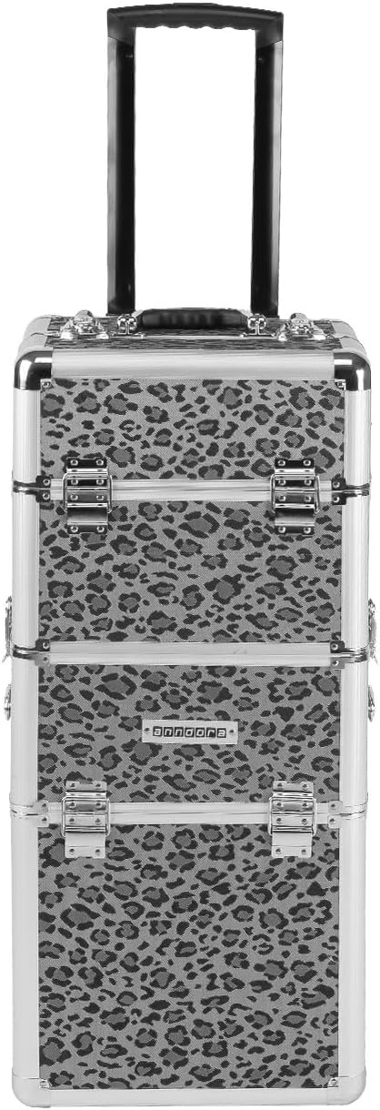 anndora 2 Rad Beauty Trolley 60 Liter Salontrolley Leo Snow Muster - hochwertiger Druck haptisch, Le