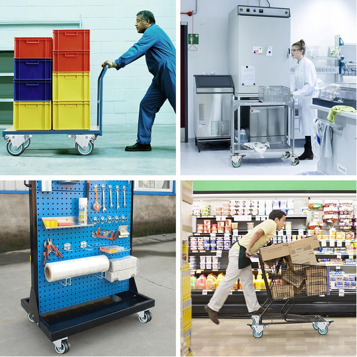 4 Stück Doppelrollen Lenkrollen mit Bremse 50mm Transportrollen Möbelrollen mit bremse bis 400kg Str