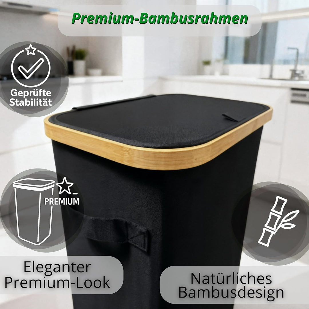 Gelber Sack Ständer 80L – für 62×90 cm Gelbe Säcke – Mülleimer mit Deckel - Müllsackständer für Gelb