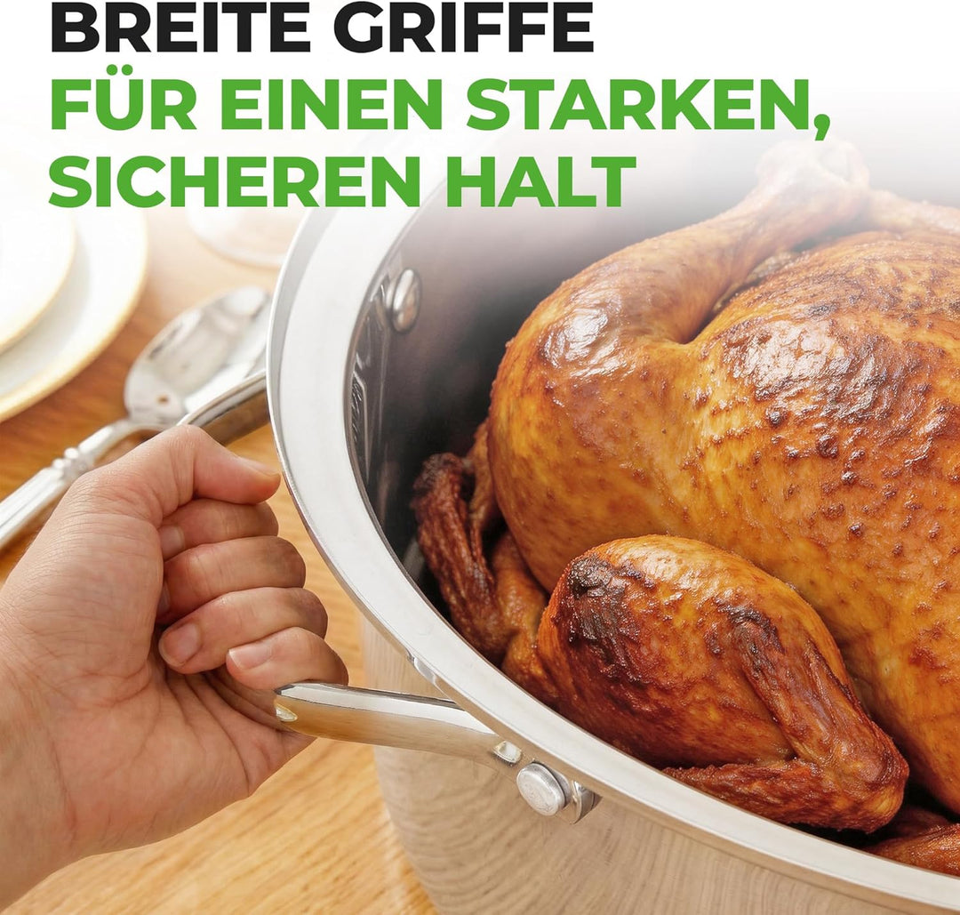 Nutrichef Bräter, Bräter Gusseisen, 50 cm- Bräter mit Deckel Backofengeeignet, Bräter Induktion, Sch