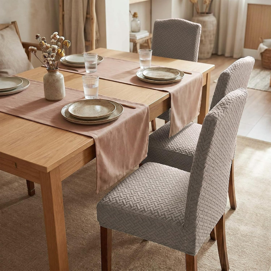 KELUINA Stretch Wasserabweisende Twill Jacquard Esszimmer Stuhlhussen Home Decor, Stuhlhussen für Es