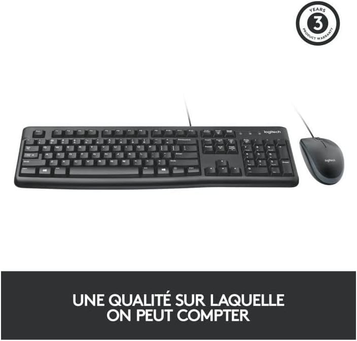 Logitech MK120 Kabelgebundenes Set mit Tastatur und Maus für Windows, Französisches AZERTY-Layout -