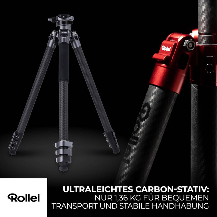 Rollei Easy Traveler XL Carbonstativ - 10 kg Tragkraft, Stabile Bauweise, Ultraleicht, Kompakt, Mühe