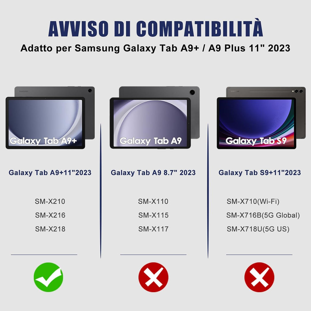 Tastatur Hülle für Samsung Galaxy Tab А9 Plus 2023 11 Zoll,Italienisches Layout