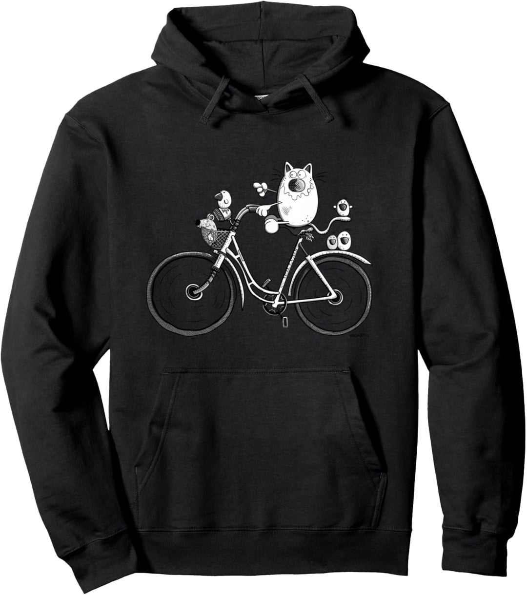 Fahrrad fahrende Katze I Katzenmotiv Katzendruck Katzen Fun Pullover Hoodie