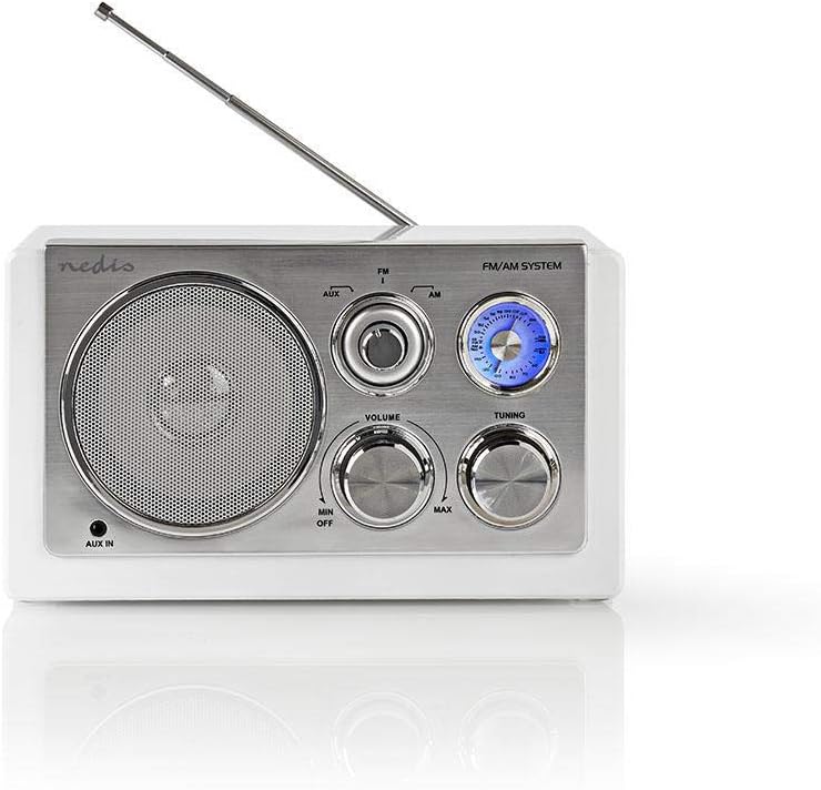 Nedis - UKW-Radio - 9 W - Analoges Tuning - Retro-Design - AUX-Eingang - Abstimmreglers - Antenne -