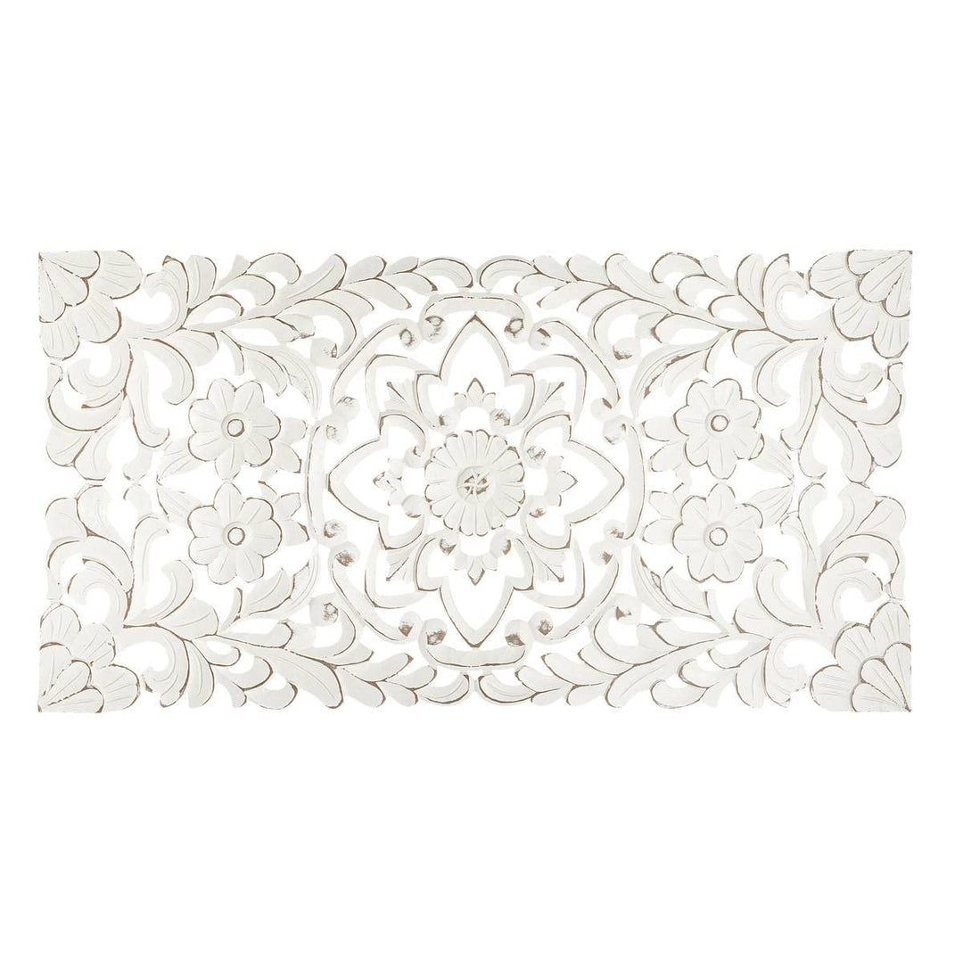 Wanddekoration Fanny - geschnitztes Holz 85 × 45 cm - Weiss - Atmosphera créateur d'intérieur cm Wei
