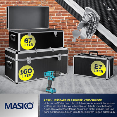 Masko® 3er SET Alu Boxen | Alubox | Alukiste | Werkzeugkoffer | Werkzeugkasten | Transportbox | Werk