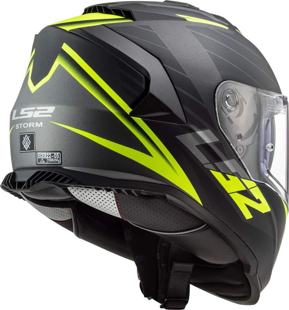 LS2, Integraler Motorradhelm Storm Nerve Matt Black Yellow, S, S