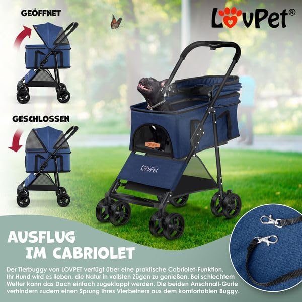 LOVPET® Hundewagen 2in1 Hundebuggy Hundebox Transporttasche Faltbar klappbar bis 20kg Haustiere Bugg