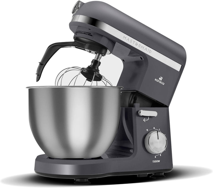 Karaca Mastermaid Chef Pro Double Armed Küche Koch 1500W Space Gray, Glänzend Cream, 1500W, 5 L Mixe