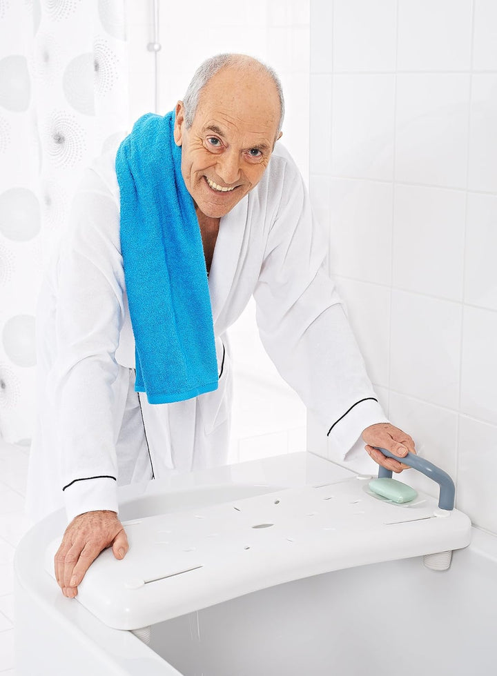 RIDDER Assistent A0040101 Badewannen-Brett, Badewannensitz mit Haltegriff, weiss Badewannen-Brett Si