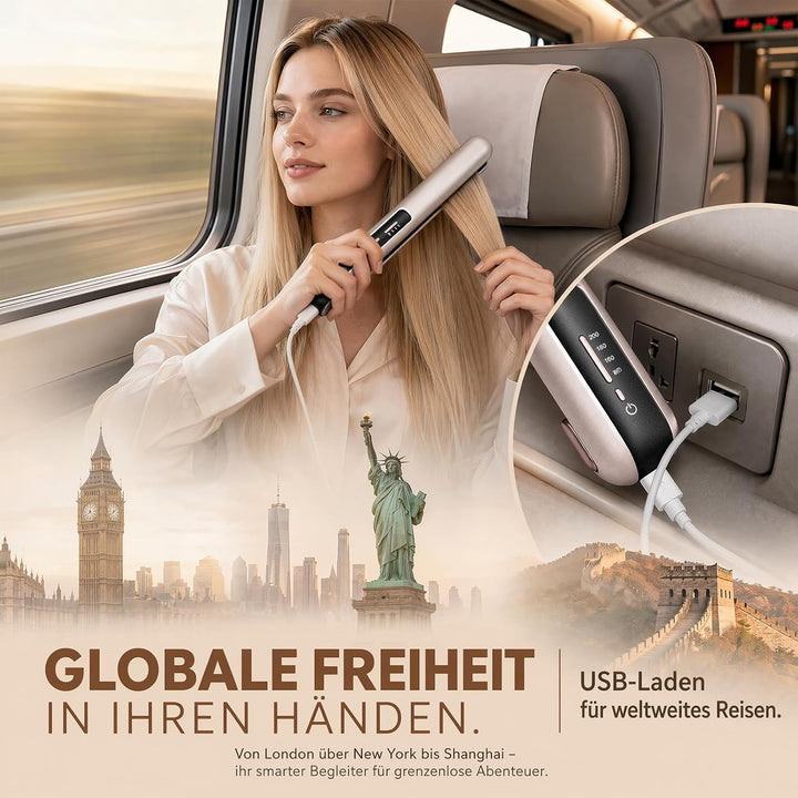 Glätteisen Mini Kabellos 5000mAh Akku - 2 in 1 Glätteisen Locken und Glätten | Reiseglätteisen mini