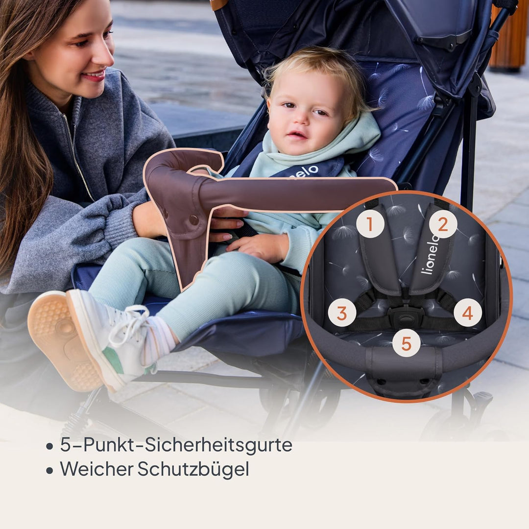 LIONELO Elia Buggy Klein Zusammenklappbar Kinderwagen Bis 15 Kg, Rücken Und Fussstützenverstellung H