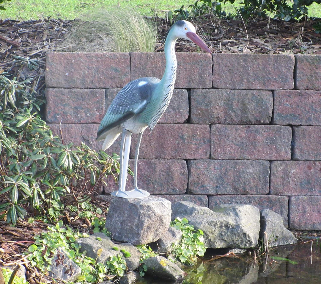 Dekofigur Reiher Schutz gegen Fischreiher Teichfigur 73 cm Gartenschreck Vogelschreck Gartenfigur mi