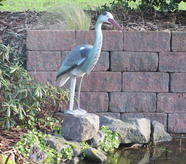 Dekofigur Reiher Schutz gegen Fischreiher Teichfigur 73 cm Gartenschreck Vogelschreck Gartenfigur mi