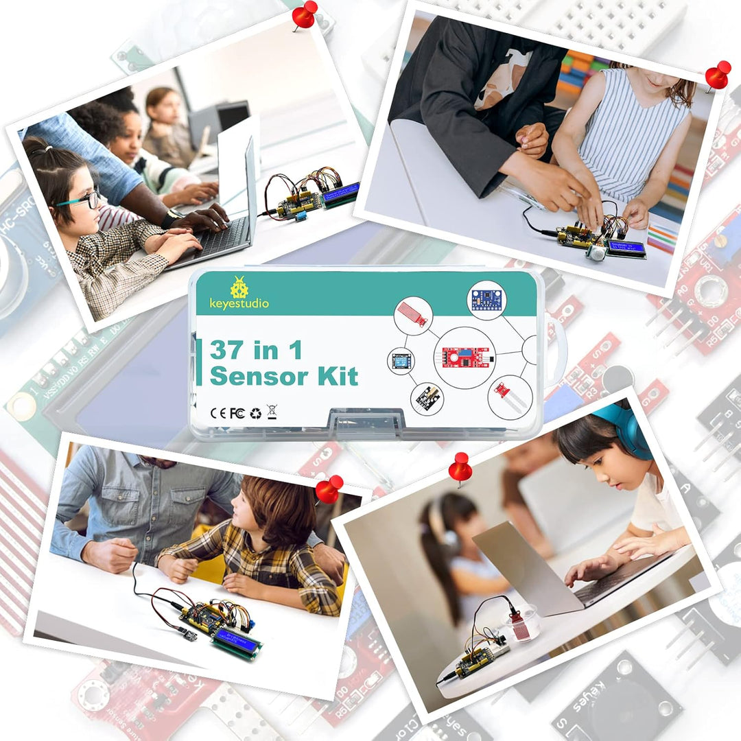 KEYESTUDIO 37-in-1-Sensormodul-Kit, kompatibel mit Arduino IDE, Raspberry Pi, elektronisches Starter