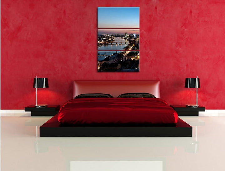 Pixxprint Frankfurt Skyline als Leinwandbild/Grösse: 3 Teilig (120x80) cm/Wandbild/Kunstdruck/fertig