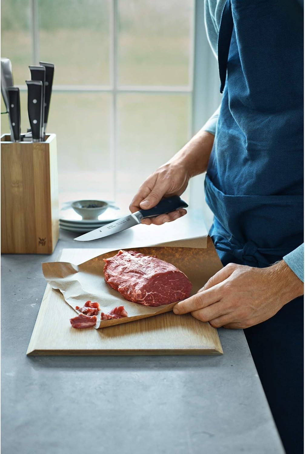 WMF FlexTec Messerblock, schwarzlackierter Messerhalter für bis zu 15 Küchenmesser, Cromargan®: Edel