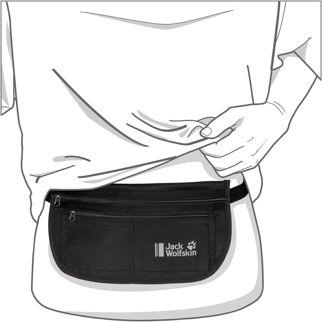 Jack Wolfskin Unisex Document Belt RFID Sicherer Bauchgurt, Schwarz, Einheitsgrösse EU Einheitsgröss
