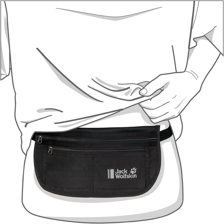 Jack Wolfskin Unisex Document Belt RFID Sicherer Bauchgurt, Schwarz, Einheitsgrösse EU Einheitsgröss