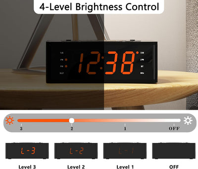 iTOMA Wecker für Schlafzimmer mit FM Radio, Bluetooth, Dimmbare LED Anzeige, Schlaf Timer, Einstellb