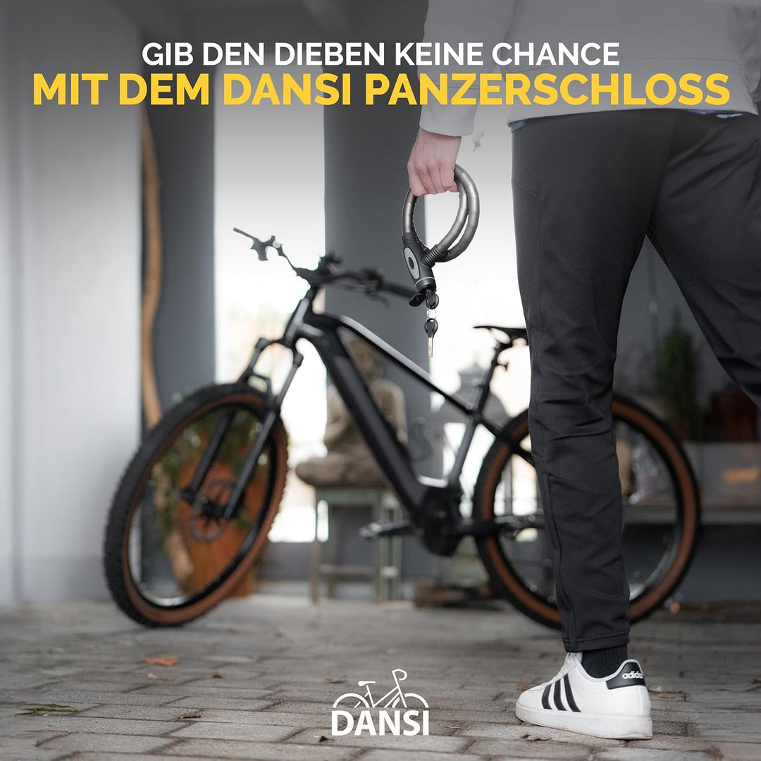 DANSI Panzerschloss Fahrrad I sicherer Diebstahlschutz mit 2 Schlüsseln I Fahrrad schloss, bike lock