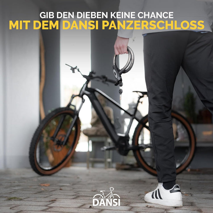 DANSI Panzerschloss Fahrrad I sicherer Diebstahlschutz mit 2 Schlüsseln I Fahrrad schloss, bike lock