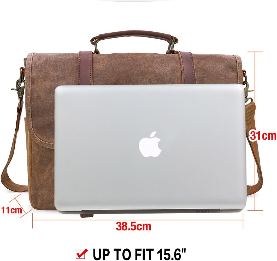 NEWHEY Herren Umhängetaschen Aktentasche Laptoptasche Wasserdichte Canvas Gross Arbeitstasche Messen