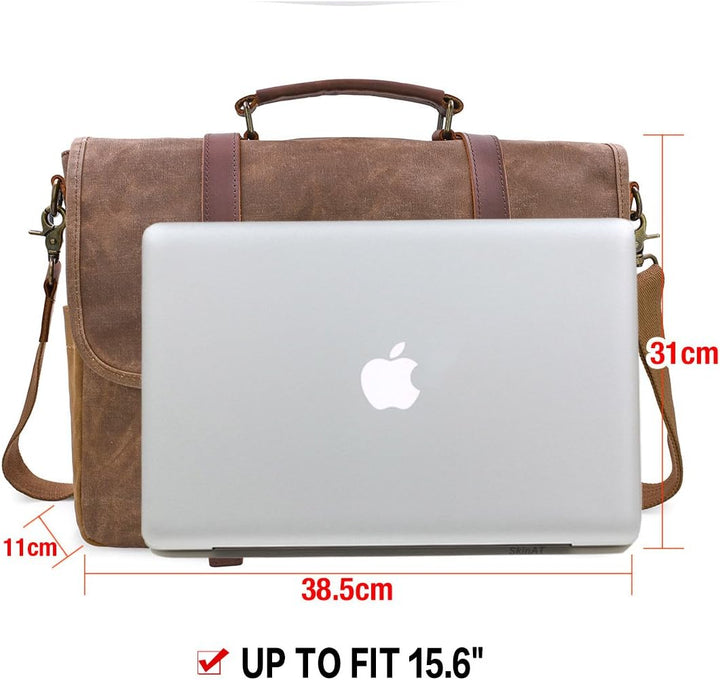 NEWHEY Herren Umhängetaschen Aktentasche Laptoptasche Wasserdichte Canvas Gross Arbeitstasche Messen