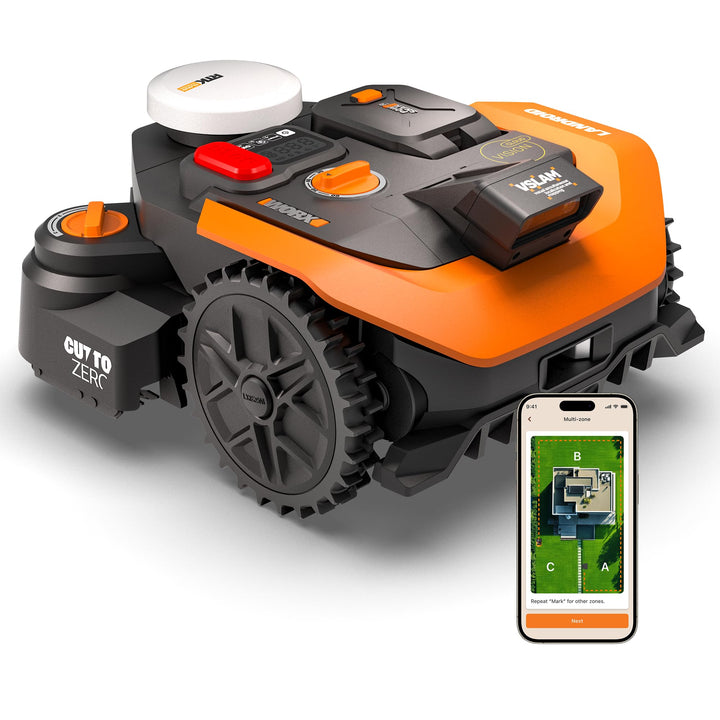 WORX Landroid Vision Cloud WR318E 2WD Mähroboter ohne Begrenzungskabel für 1800 m² (KI-Hinderniserke