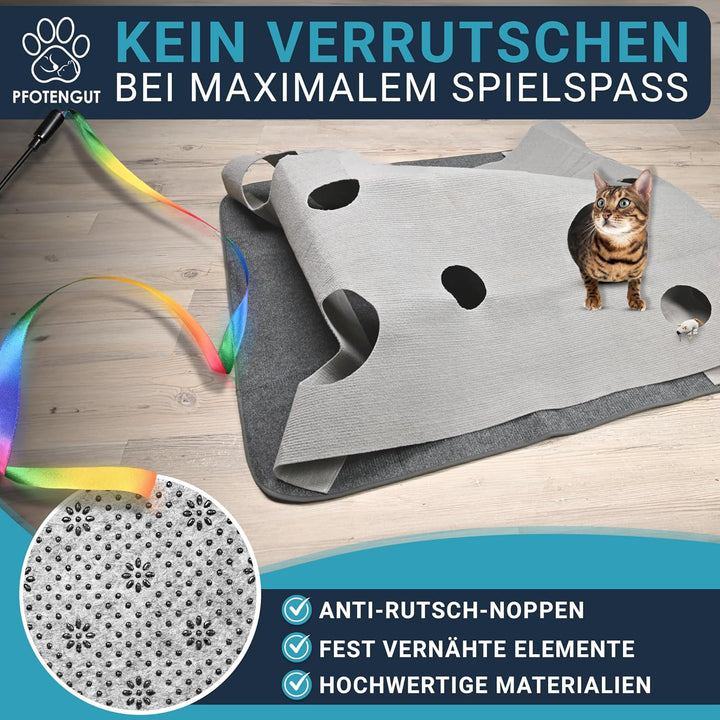 Katzenteppich [100x100 cm] - interaktive Spielmatte aus Filz mit individuellen Formen zur Beschäftig