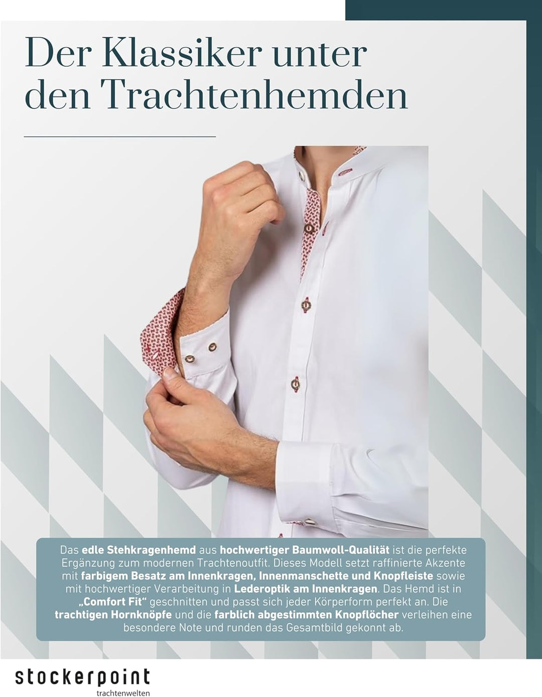 Stockerpoint Herren Trachtenhemd Raffa I Grösse S-4XL I Traditionelles & modernes Design I Atmungsak