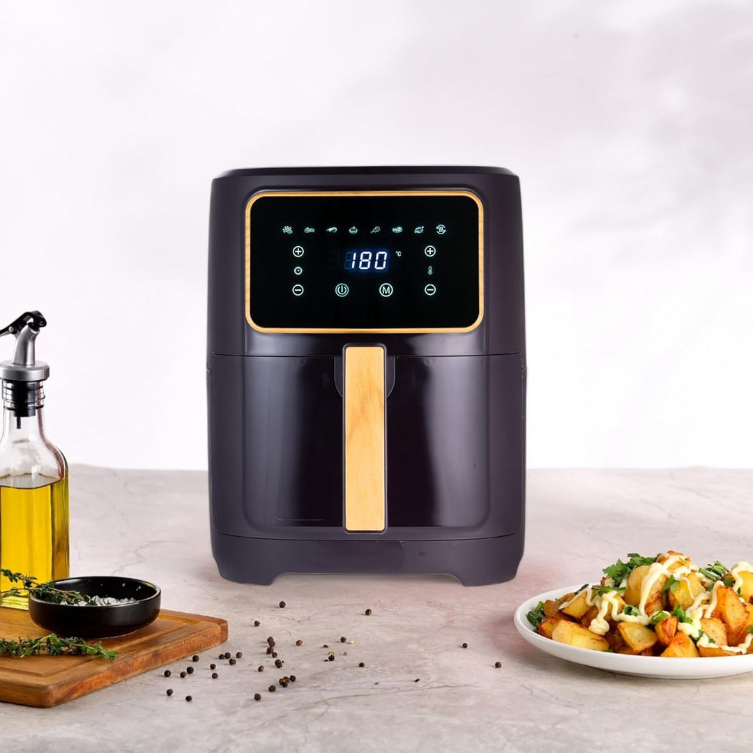 BERGNER CHARCOAL - PFAS-Freie Heissluftfritteuse 1800W 6.9L - 8 Kochprogramme - Air Fryer mit Kerami