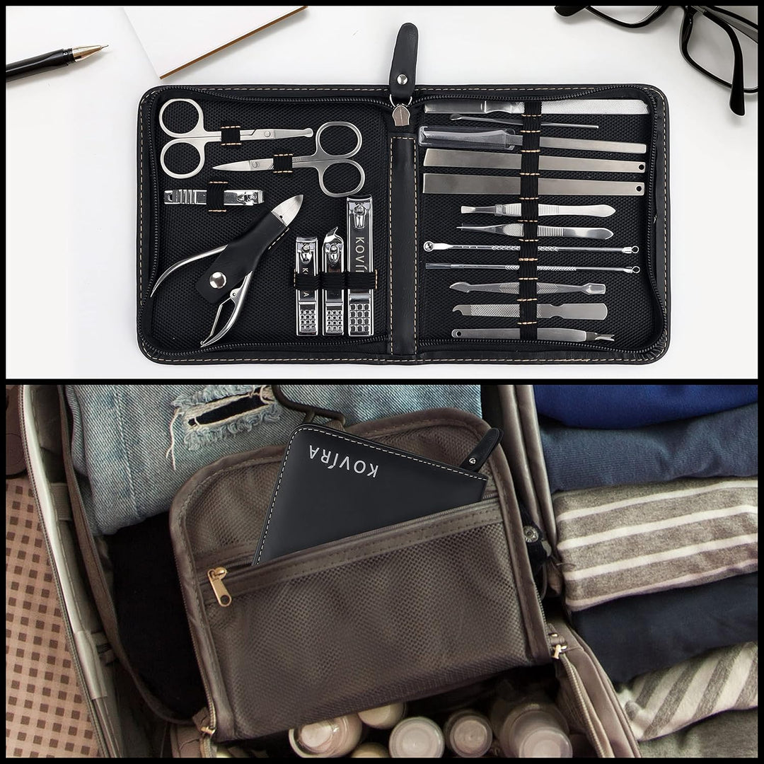 Maniküre-Pediküre-Set mit Nagelknipser (19-teilig) – Professionelles Maniküre-Set aus Edelstahl für