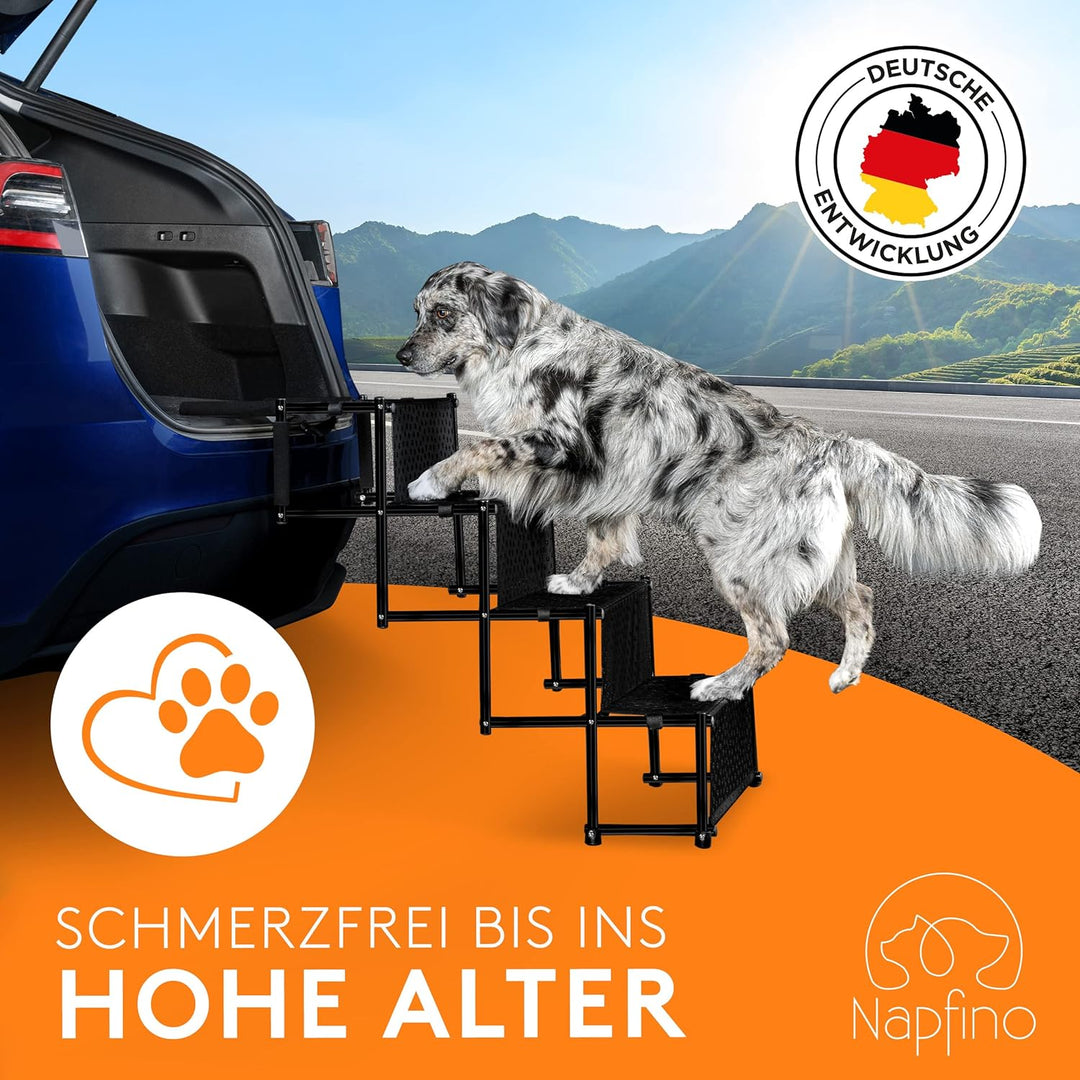 NAPFINO Hundetreppe Auto [bis 60kg] - Gelenkschonende Hunderampe Auto klappbar - Auto Rampe für klei