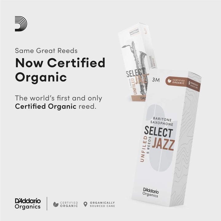 D'Addario Organisch Select Jazz Unfiled Baritone Saxophon-Stimmzungen - Saxophonrohre - Das erste un
