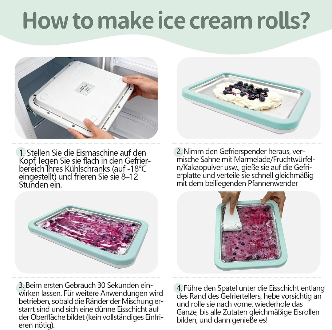 Eisplatte Lila, Rolled Ice Cream Maker mit 2 Spateln, DIY Set für Zuhause, Lila