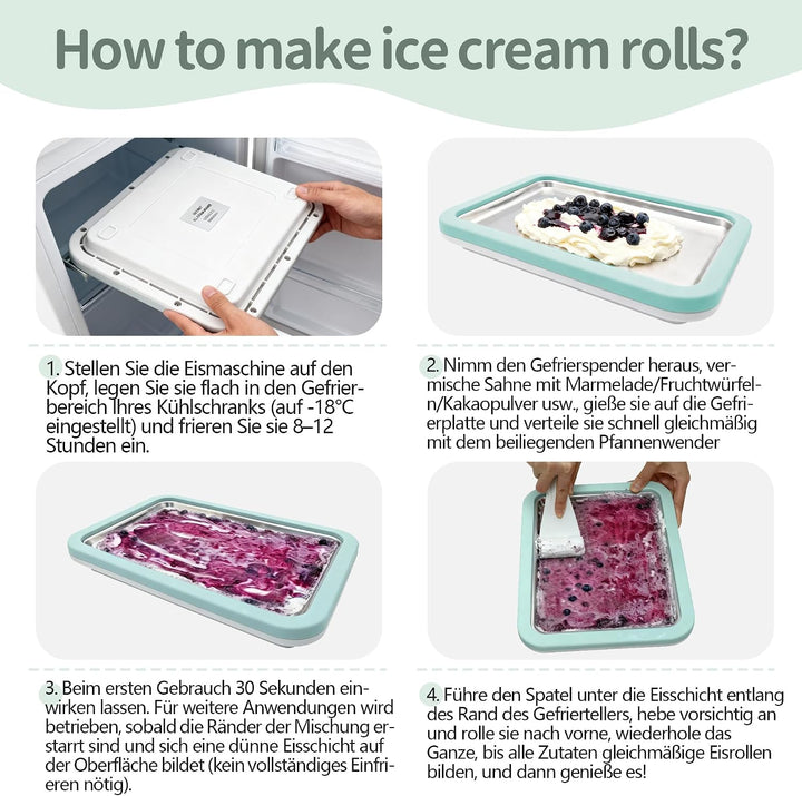 Eisplatte Lila, Rolled Ice Cream Maker mit 2 Spateln, DIY Set für Zuhause, Lila